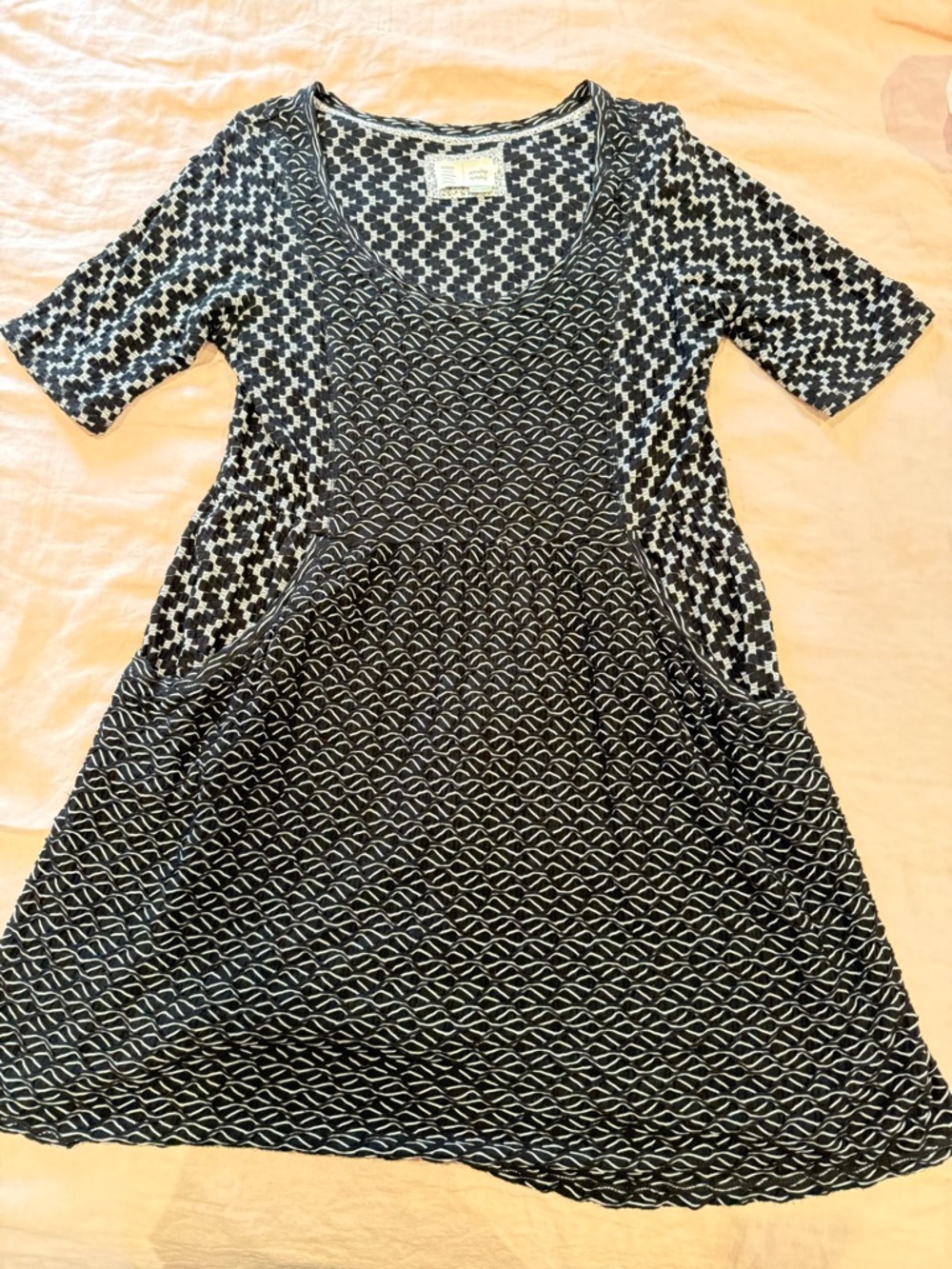 Anthropologie Black and White Patterned Knit Dress